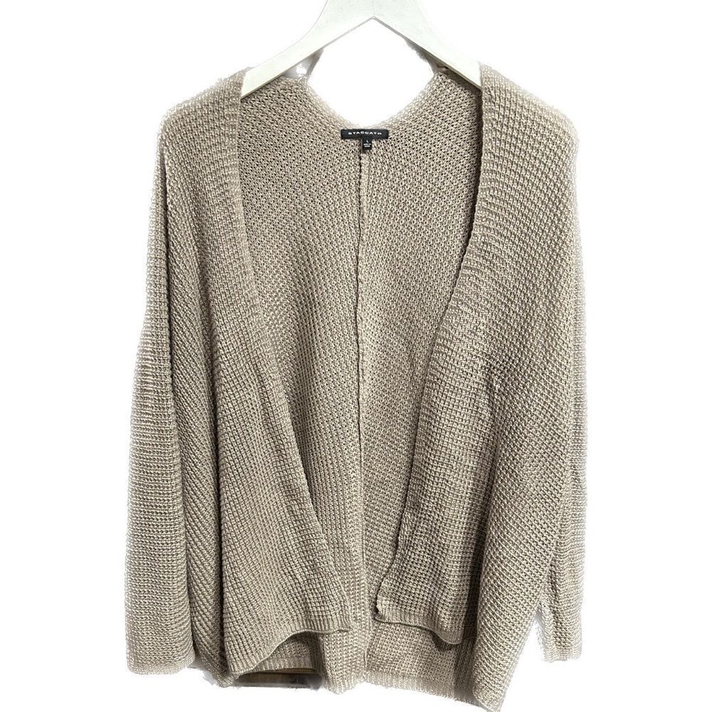 Women's Long Sleeve STACCATO Beige Chunky Knit Cardigan Size Large